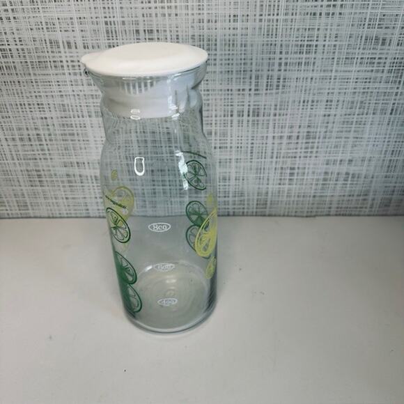 Pyrex Lemon Lime Glass Carafe Pitcher w/Lid Yellow/Green 1 Quart Vintage - Picture 6 of 11